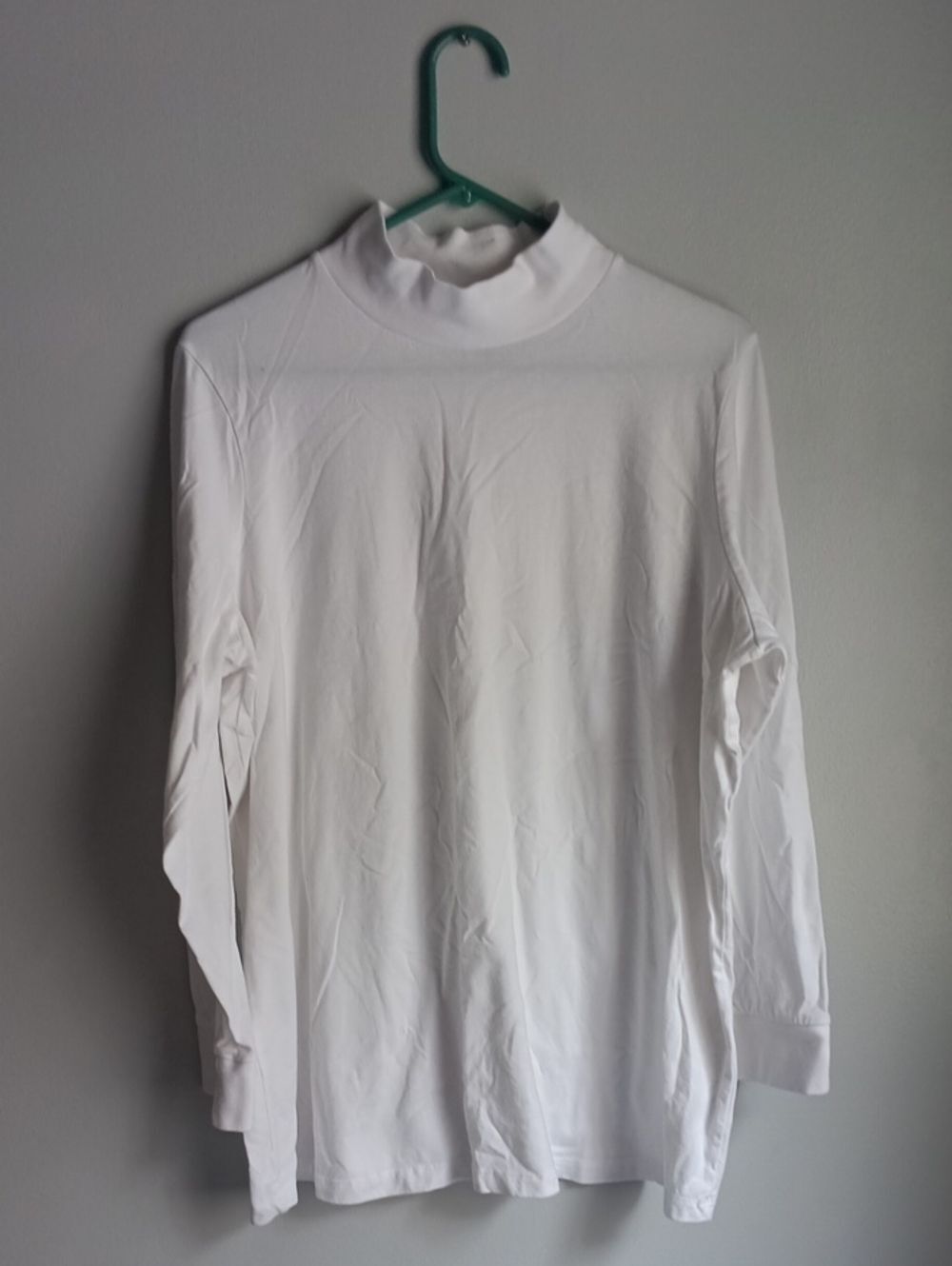 Woman Within White Long-Sleeve Mock Neck Cotton Tee Shirt